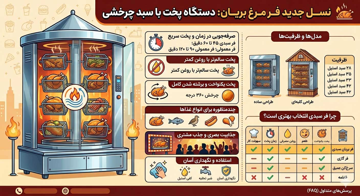 مزیت فر مرغ بریان سبدی
